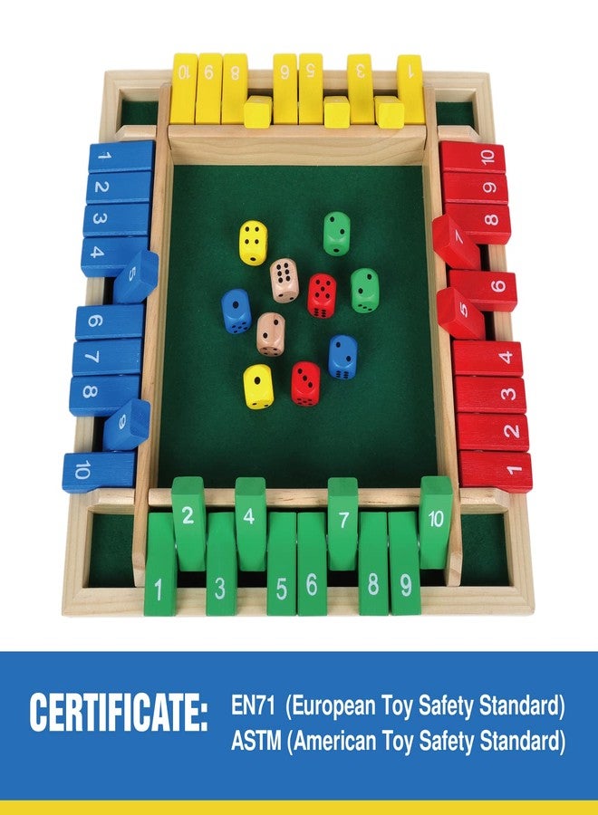 GOTHINK 1-4 Player Shut The Box Dice Game, 11.5-inch Wooden Board Table Math Game with 10 Dices - Math & Decision Skills for Adults/Kids, Perfect for Home Class Parties & Pubs - Classic Tabletop Fun - Image 3